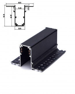 Шинопровод PRO.light-V48P для гипсокартона встраиваемый магнитный перфорированый черный 790 гр/м