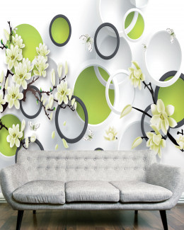 Фотодрук на безшовних шпалерах 3Д Магнолія