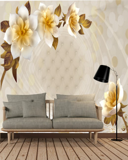 Фотошпалери 3D фотошпалерами із золотими квітами