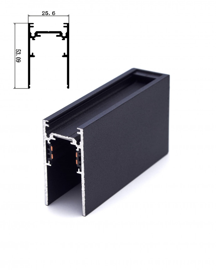 Шинопровод PRO.light-N48 для любого потолка накладной магнитный трек черный 920 гр/м, 1